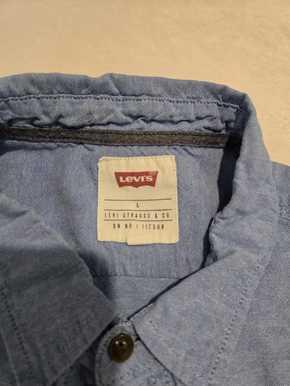 Levi's Men's Light Blue Short-Sleeve Button-Up Shirt Pocket Cotton